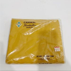 NOS Cannon Monticello Full Fitted Bottom Sheet Fine Muslin USA Vintage Mustard